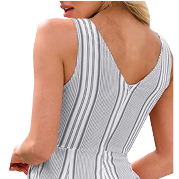 NWT•XL-2X•Giselle Gray & White Striped Romper•NWT - Picture 4 of 8